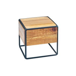 151-3562799 8" Square Buffet Riser - 7 1/2"H, Wood/Black Metal