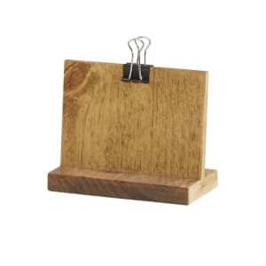 151-20363299 Tabletop Clipboard Menu Card Holder - 4"W x 3 1/4"H, Pine Wood