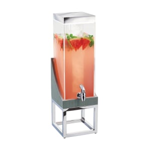 151-3804383 3 gal Beverage Dispenser w/ Ice Tube - Plastic Container, Gray Oak/Silver Base