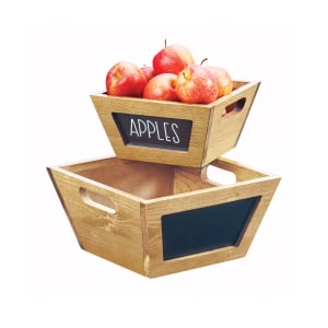 151-3593899 8" Square Bowl w/ Chalkboard Sign, Wood
