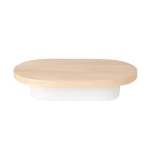 151-22411371 Oval Display Riser - 18" x 10" x 3", Maple Wood/White Metal