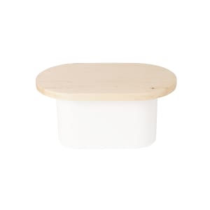 151-22411771 Oval Display Riser - 18" x 10" x 7", Maple Wood/White Metal