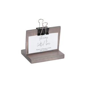 151-203632110 Tabletop Clipboard Menu Card Holder - 4" x 2" x 3/4", Pine Wood, Gray Wash