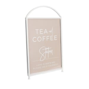 151-2240981115 Table Top Menu Card Holder - 8 1/2" x 11", Acrylic/White Iron Frame