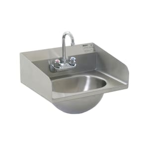 Eagle Group HSA-10-F-LRS Wall Mount Commercial Hand Sink w/ 13 1/2&quot;L x 9 3/4&quot;W x 6 3/4&quot;D Bowl, Side Splashes