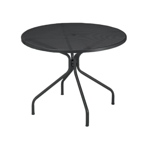 185-805BLACK 48" Round Cambi Indoor/Outdoor Table w/ Umbrella Hole - Steel, Antique Black