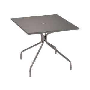 185-829BRONZE 32" Square Indoor/Outdoor Table w/ Umbrella Hole - Steel, Antique Bronze