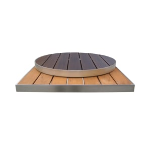 185-1481 30" Round Sid Outdoor Table Top - Aluminum, Oak