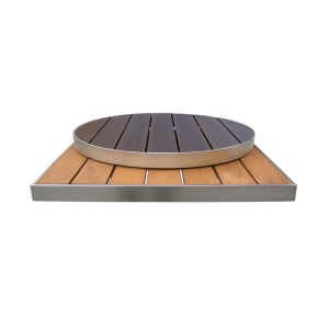 185-1491 30" Square Sid Outdoor Table Top - Aluminum, Oak