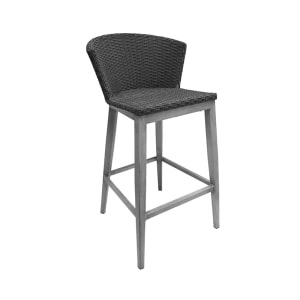 185-1210 40" Elly Barstool w/ Grey Wicker Back & Seat - Aluminum, Driftwood