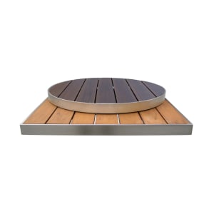 185-1482 35" Round Sid Outdoor Table Top - Aluminum, Oak