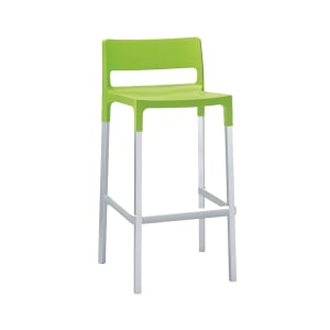 185-9208GRN 39" Olly Barstool w/ Solid Back & Seat - Aluminum/Plastic, Green