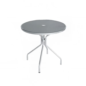 185-80575 48" Round Outdoor Dining Height Table w/ Umbrella Hole - Steel, Dark Green