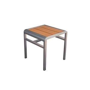 185-1021402 17" Sid Stool/Side Table w/ Wenge Wood Look Aluminum Slat Seat & Brushed Alu...