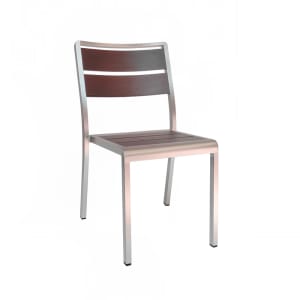 185-1020402 Sid Indoor/Outdoor Stackable Side Chair - Dark Brown Aluminum w/ Silver Aluminum Frame