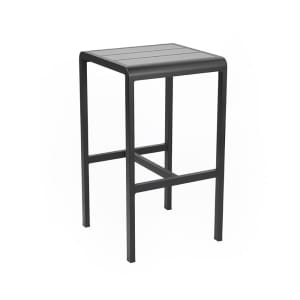 185-1221400 30" Sid Backless Barstool w/ Gray Slat Seat - Aluminum, Black