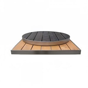 185-1481400 30" Round Sid Outdoor Table Top - Aluminum, Gray w/ Black Edge