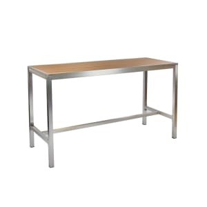 185-1550402 Rectangular Outdoor Bar Height Table - 72" x 28", Brushed Aluminum & Fa...