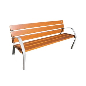 185-U304 72" Neobarcino Wood Bench - Outdoor, Steel Frame, Gray