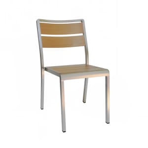 185-1020401 Sid Indoor/Outdoor Stackable Side Chair - Brown Aluminum w/ Silver Aluminum Frame