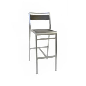 185-1220402 42 1/2" Sid Barstool w/ Wenge Slat Back & Seat - Aluminum, Silver