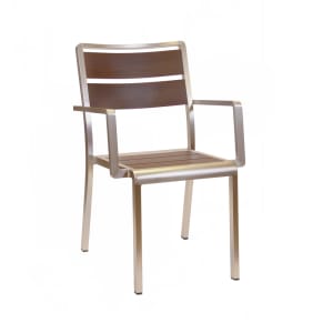 185-1120400 Sid Indoor/Outdoor Stackable Armchair - Gray Aluminum w/ Black Aluminum Frame