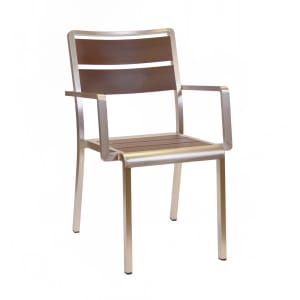 185-1120402 Sid Indoor/Outdoor Stackable Armchair - Aluminum, Dark Brown