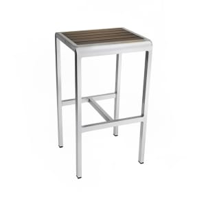 185-1221402 30" Sid Backless Barstool w/ Wenge Slat Seat - Aluminum, Silver