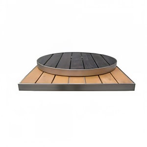 185-1482400 35" Round Sid Outdoor Table Top - Aluminum, Gray w/ Black Edge