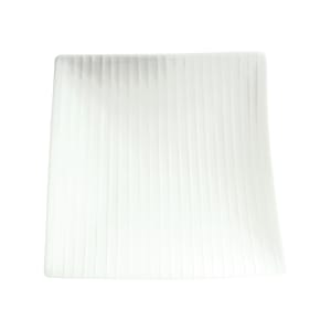 057-70781N Trapezoid Striped Fusion Plate - 8 1/4" x 7 3/4", Ceramic, White