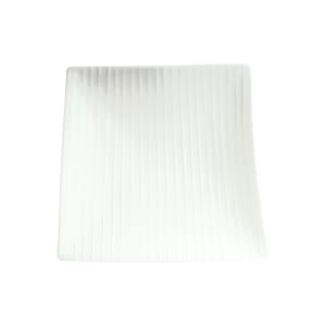 057-707101N Trapezoid Striped Fusion Plate - 10" x 9 1/2", Ceramic, White