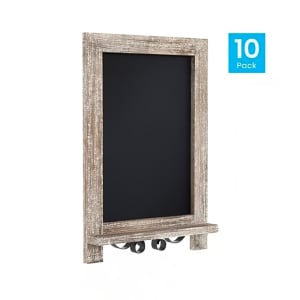 916-10HFKHDGDICRE83 Chalkboard Sign w/ Legs - 10 Pack, 9 1/2"W x 14"H, Pine Wood Frame, Brown
