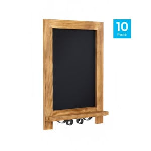 916-10HFKHDGDISCRE81 Chalkboard Sign w/ Legs - 10 Pack, 9 1/2"W x 14"H, Pine Wood Frame, Brown
