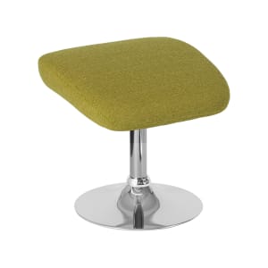 916-CH162430OGNFABGG Ottoman w/ Round Chrome Base - 19 1/2"W x 15"D x 17 1/2"H, Green Fabric