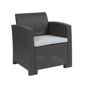 916-DADSF21DKGYGG 26 3/4"W Outdoor Chair w/ Seat Cushion - 30"H, Resin, Dark Gray
