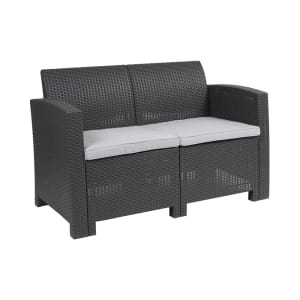 916-DADSF22DKGYGG 47"W Outdoor Loveseat w/ Seat Cushions - 30"H, Resin, Dark Gray