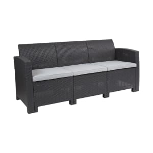 916-DADSF23DKGYGG 67 1/2"W Outdoor Sofa w/ Seat Cushions - 30"H, Resin, Dark Gray