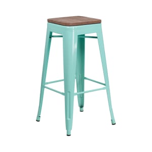 916-ETBT350330MINTWD Backless Bar Stool w/ Wood Seat, Mint