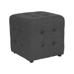 916-QYS02DGY 16" Square Tufted Ottoman/Pouf w/ Dark Gray Fabric Upholstery