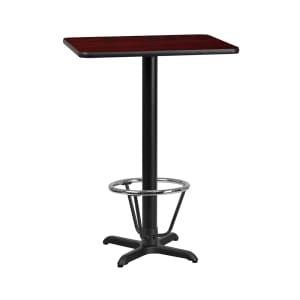 916-XM2430T2222B3CFR Rectangular Bar Height Table w/ Mahogany Laminate Top - 30"W x 24"D x 43 1/8"H, Cast Iron Base