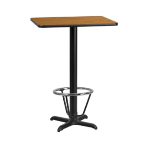 916-XN2430T2222B3CFR Rectangular Bar Height Table w/ Natural Laminate Top - 30"W x 24"D x 43 1/8"H, Cast Iron Base