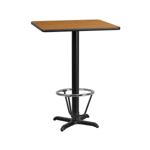 916-XN2424T2222B3CFR 24" Square Bar Height Table - Natural Laminate Top, Cast Iron Base