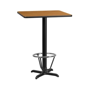 916-XN3030T2222B3CFR 30" Square Bar Height Table - Natural Laminate Top, Cast Iron Base
