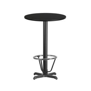 916-XR24BT2222B3CFR 24" Round Bar Height Table - Black Laminate Top, Cast Iron Base
