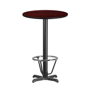 916-XR24MT2222B3CFR 24" Round Bar Height Table - Mahogany Laminate Top, Cast Iron Base