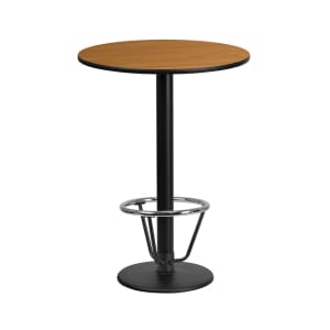 916-XR24NTR18B3CFR 24" Round Bar Height Table - Natural Laminate Top, Cast Iron Base