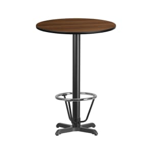 916-XR30WT2222B3CFR 30" Round Bar Height Table - Walnut Laminate Top, Cast Iron Base