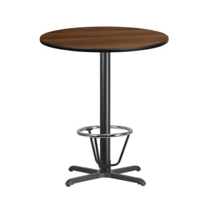 916-XR36WT3030B3CFR 36" Round Bar Height Table - Walnut Laminate Top, Cast Iron Base