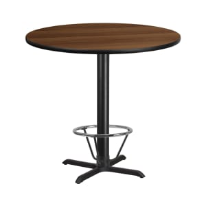916-XR42WT3333B4CFR 42" Round Bar Height Table - Walnut Laminate Top, Cast Iron Base