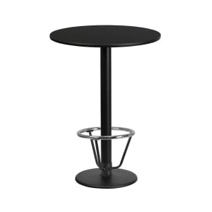 916-XR24BTR18B3CFR 24" Round Bar Height Table - Black Laminate Top, Cast Iron Base